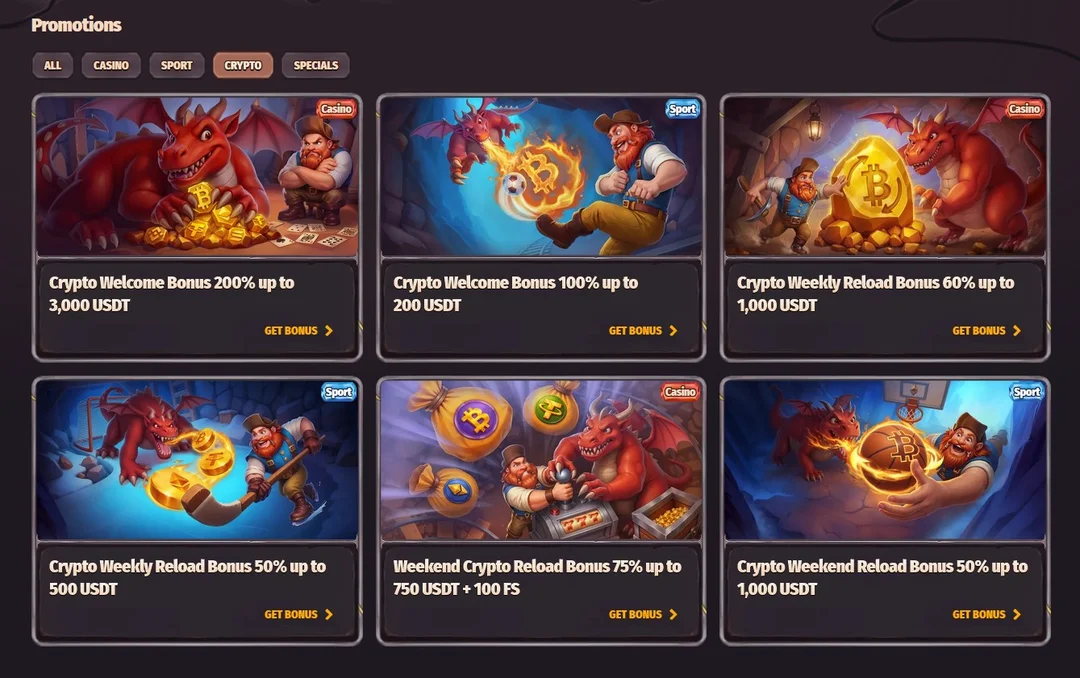 Dragonia Casino Crypto Bonuses