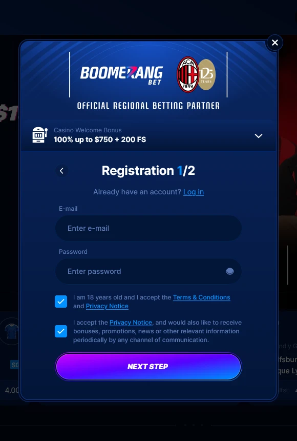 Boomerang Bet Account Sign Up