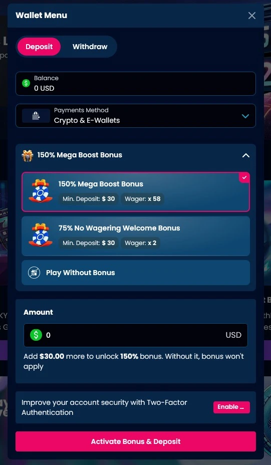 Starz Spins Casino Claim Welcome Bonus