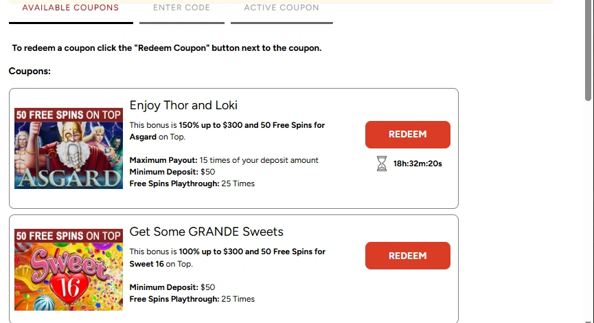 Grande Vegas Available Coupons