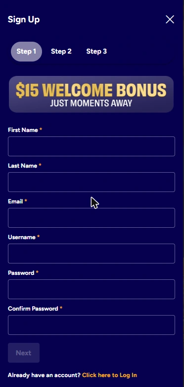 Jackpot Capital Casino Sign Up Form