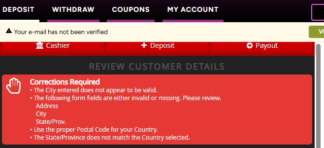 PrimePlay Casino Correction Required