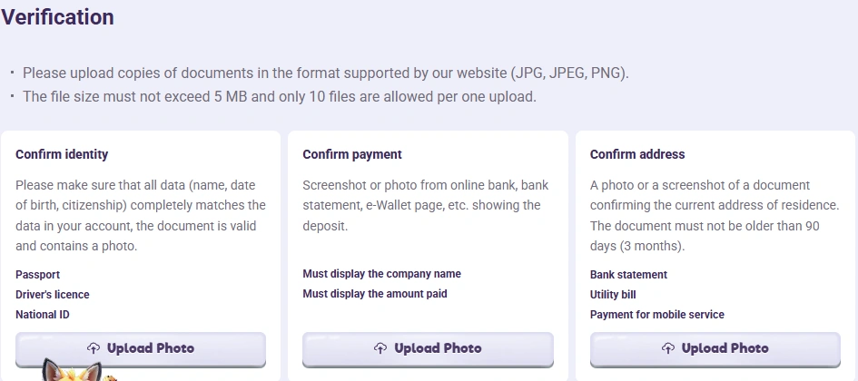 SafeCasino Verification Uploads