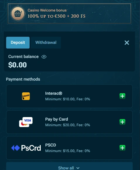 Slotuna Deposit Cashier