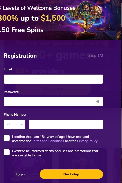 WildSultan Casino Sign Up Consent Boxes