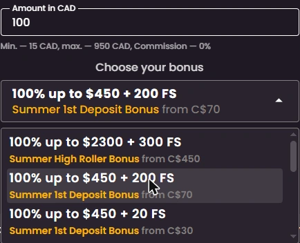 WildTokyo Casino Cashier Bonus Select