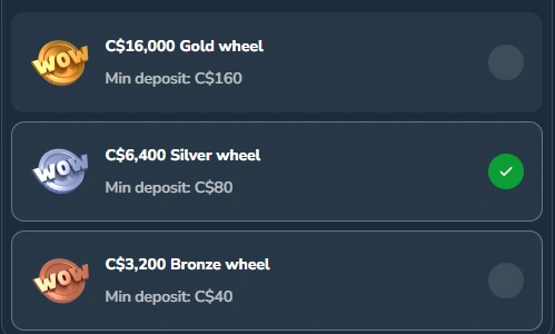 Winz Wheel Deposit Tiers