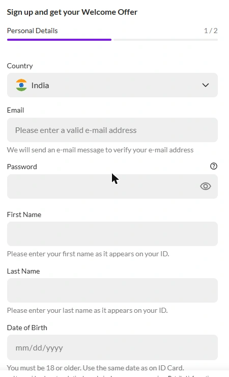 Puntit Sign Up Form