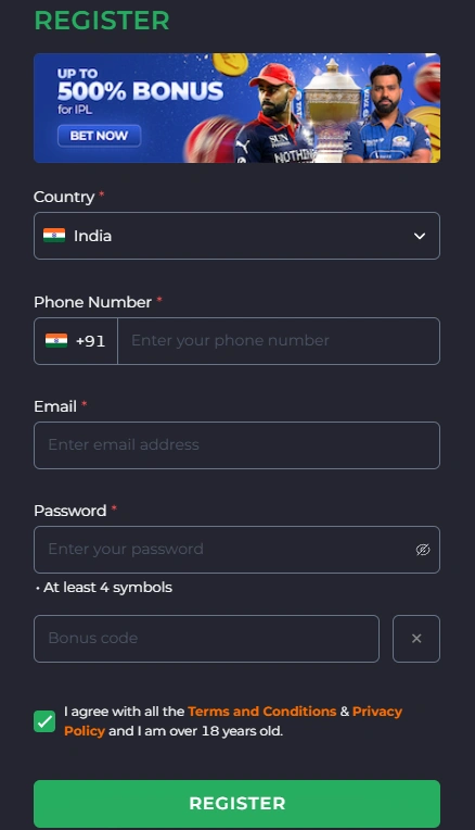 9winz Sign Up Form