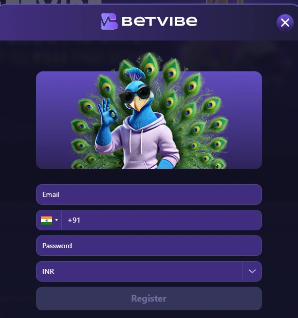 Betvibe Casino Sign Up Form