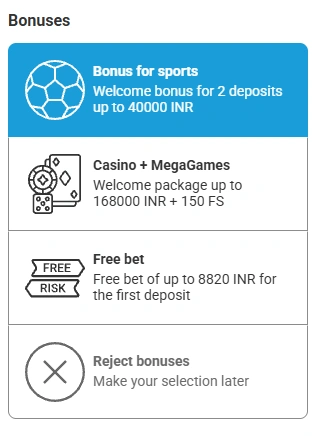 Megapari Casino Bonus Selection Activate