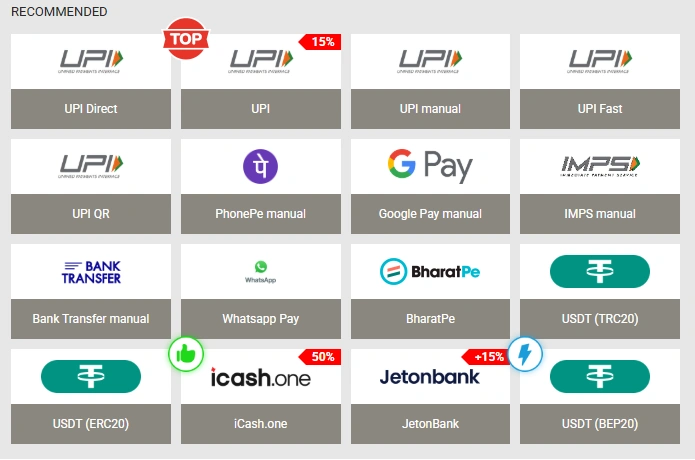 Megapari Casino Deposit Cashier