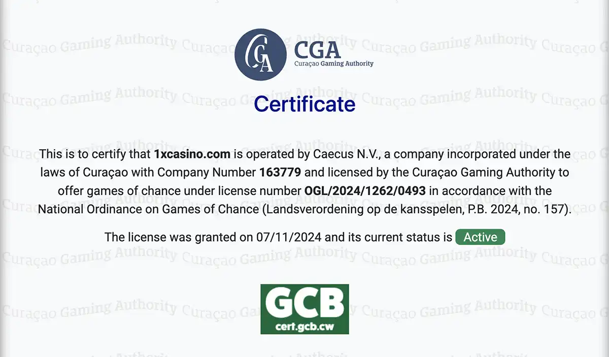 ワンバイカジノのライセンス