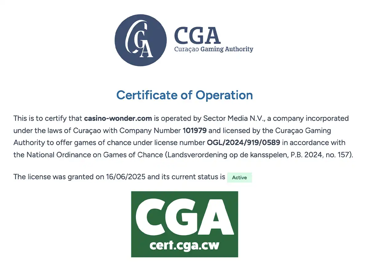 ワンダーカジノのライセンス