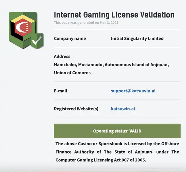 勝ウィンカジノのライセンス