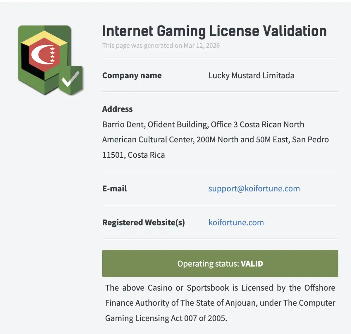 コイフォーチュンのライセンス