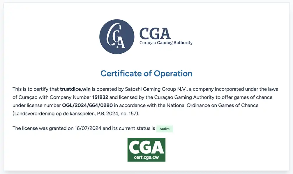 トラストダイスのライセンス