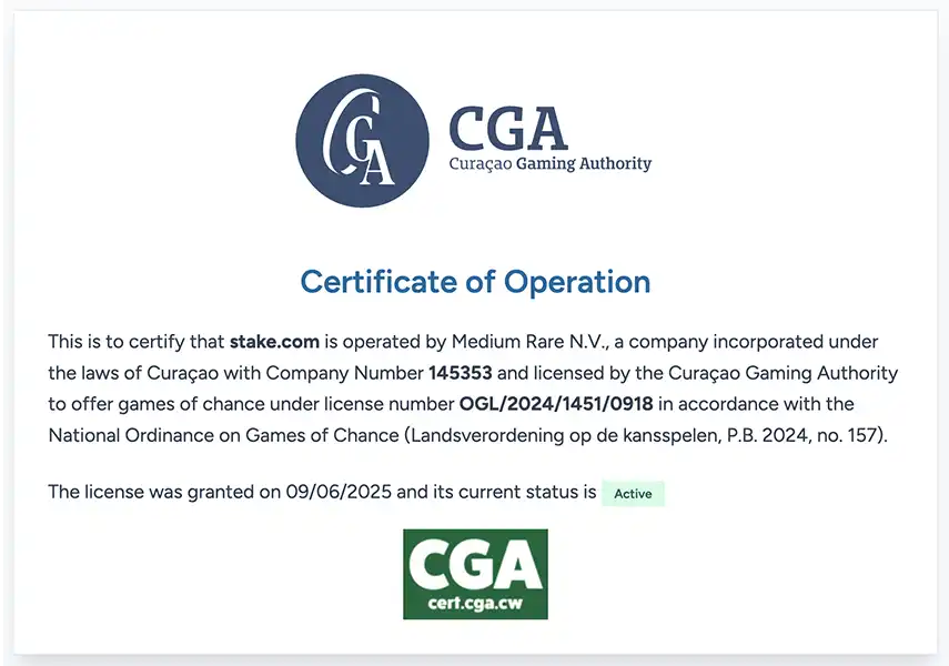 ステークカジノのライセンス