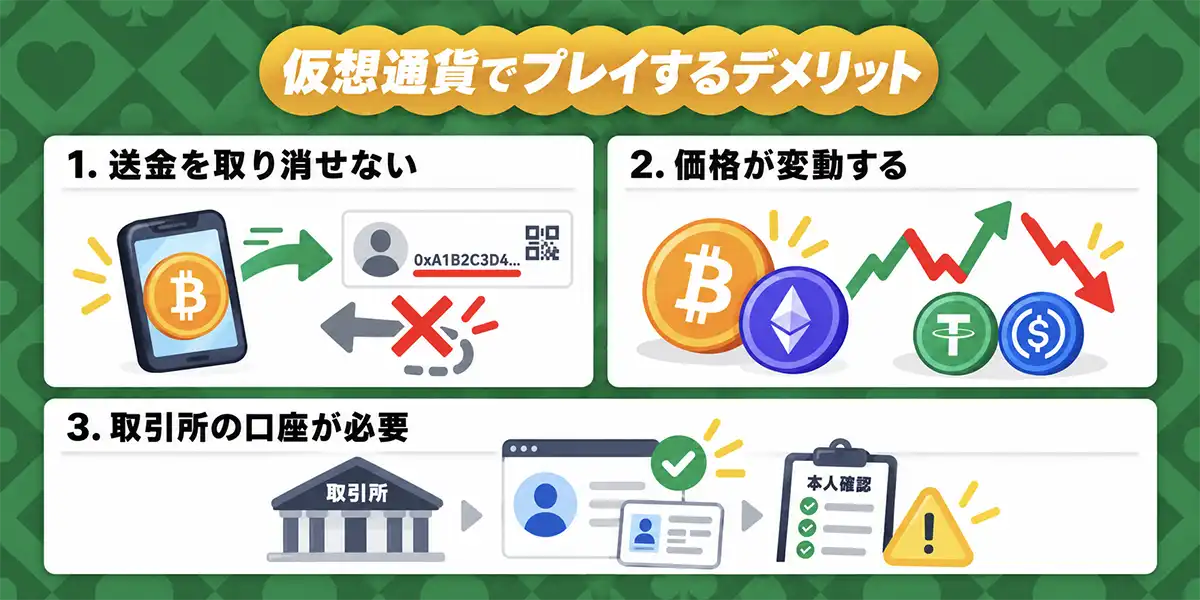 仮想通貨でプレイするデメリット