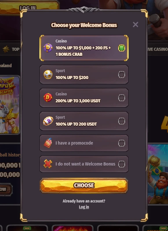Dragonia Casino Choose Welcome Offer