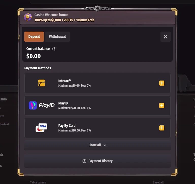 Dragonia Casino First Deposit Bonus
